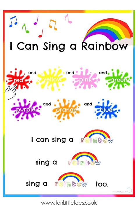 I Can Sing a Rainbow Printable Lyrics (Free Download) | Rainbow lessons ...