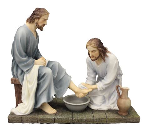 Christ Washing Feet 8.5" Statue, Full Color