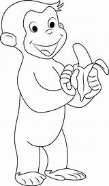 Curious George Eating Banana Coloring Page  Free Printable sketch template