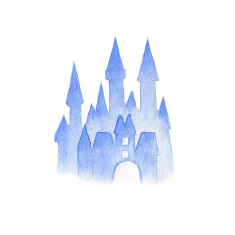 Premium Photo | Watercolor children's illustration of the blue castle