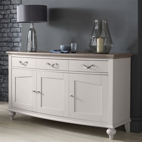 Montreux Grey Washed Oak & Soft Grey Wide Sideboard - Bentley Designs UK Ltd