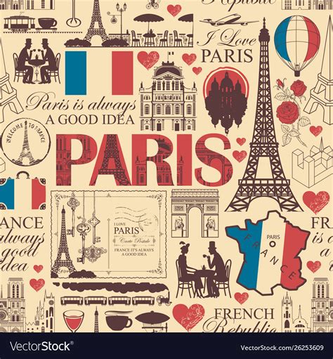 Seamless background on theme france and paris Vector Image