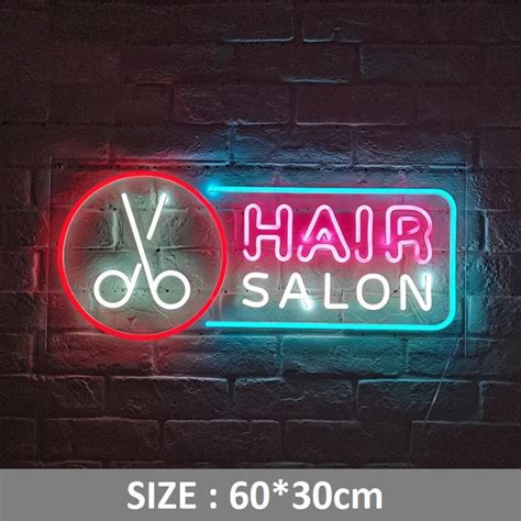 Hair Salon Neon Sign With Acrylic Plate Hair Salon Neon Decor - Etsy