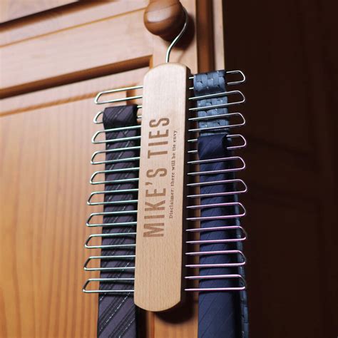 Personalised Name Wooden Tie Rack Hanger By The British Belt Company | notonthehighstreet.com