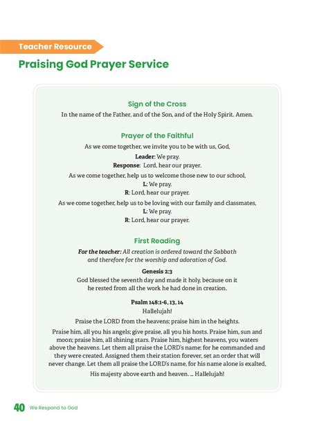 Praising God Prayer Service | 2Gr1 - Sophia Teachers