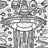 Digital Graphic Alien Spaceship Coloring Page · Creative Fabrica sketch template