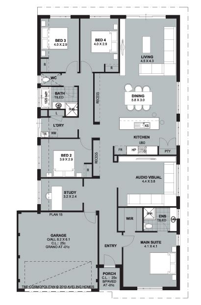 1 storey floor plan - Study as mudroom, bed 2 as study | New house plans, Home design floor ...