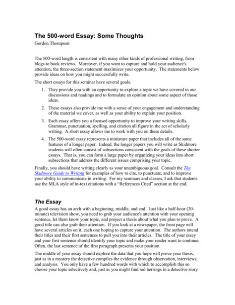 The 500-word Essay: Some Thoughts