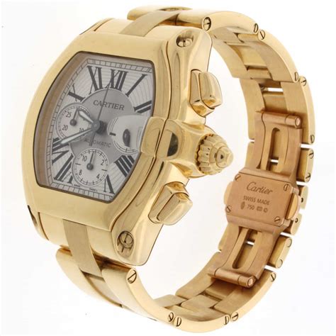 Cartier Roadster Chronograph 18K Yellow Gold Automatic Mens Watch W620