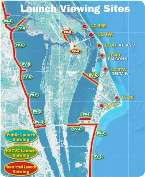 map of launch viewing sites | Cocoa beach florida, Cocoa beach, Visit florida