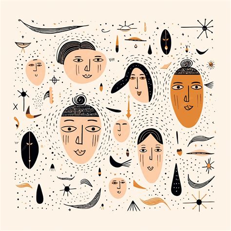 Premium Vector | Abstract vector illustration of human faces and organic pattern