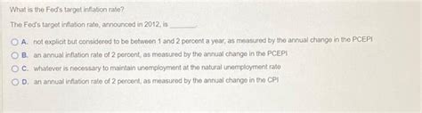 Solved What is the Fed's target inflation rate? The Fed's | Chegg.com