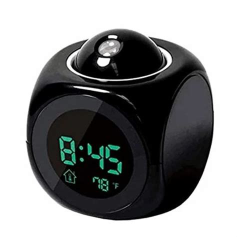 Rectangular Black Digital Alarm Clock LED Projector Clock, Size: 9*9*10 ...