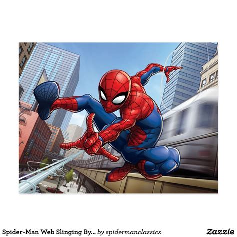 Spider-Man Web Slinging By Train Postcard Hero Spiderman, Spiderman ...