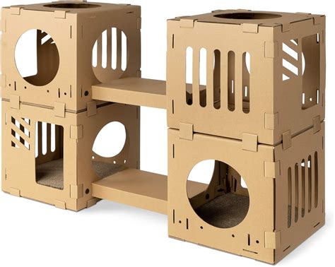 Navaris Modular Cardboard Cat House - DIY Corrugated Cardboard ...