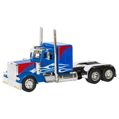 Peterbilt 389/Kenworth W900 Semi Truck Die Cast Toy - 1:32 Scale Blue ...