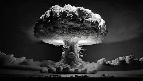 Premium AI Image | Nuclear explosion in black and white Nuke bomb ...