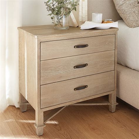 August Nightstand 3 Drawer Dresser in Whitewashed Oak | Bedroom night stands, Dresser as ...