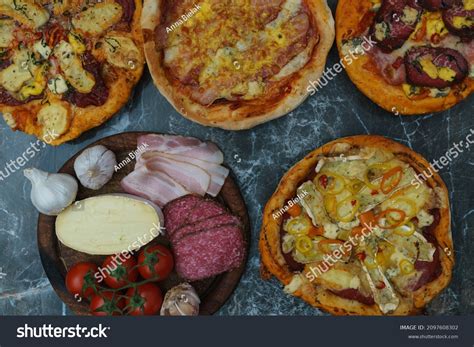 Different Types Pizza Cheese Pizza Cold Stock Photo 2097608302 ...