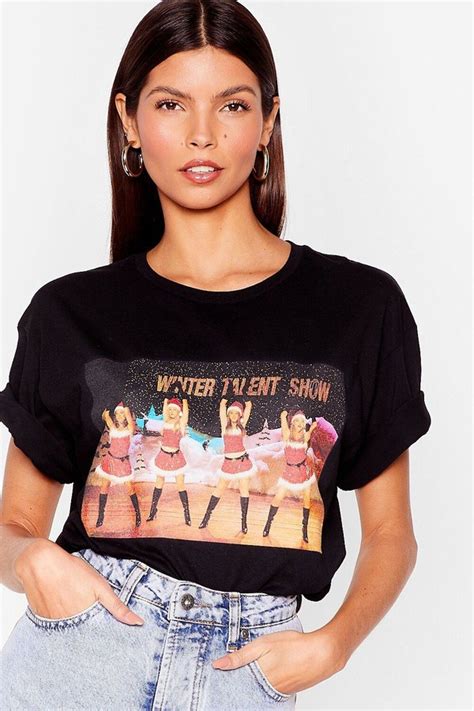 Nasty Gal Womens Jingle Bell Rock Mean Girls Chrismas Graphic Tee - ShopStyle T-shirts