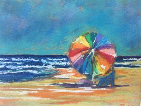 a painting of an umbrella on the beach