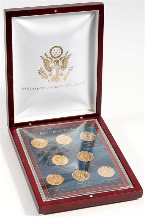 2008 United States Presidential Dollars Commemorative Gallery Set with Wooden Display Case ...