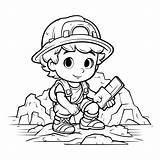 Premium Vector  Miner Coloring Page Cartoon Illustration Of A Boy sketch template