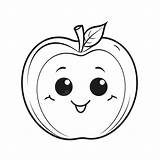 Cute Apple Coloring Page Outline Sketch Drawing Vector Realistic  sketch template