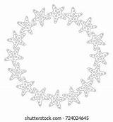 Round Frame Starfish Outline Drawing Coloring Stock Illustration  sketch template