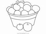 Basket Full Of Fresh Apples Coloring Page For Kids  Free Apple sketch template