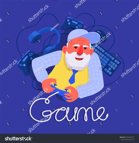 Grandfather Gamer Elderly Man Senior Adult Stock Vector (Royalty Free) 2006385977 | Shutterstock