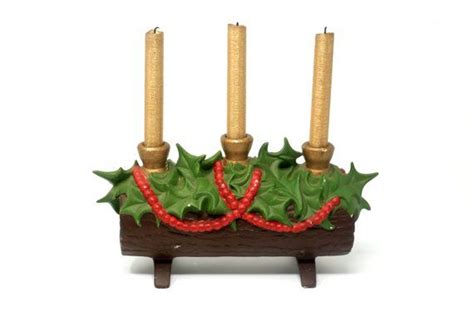 Vintage Yule Log Triple Candle Holder | Ceramic candle holders, Candle ...