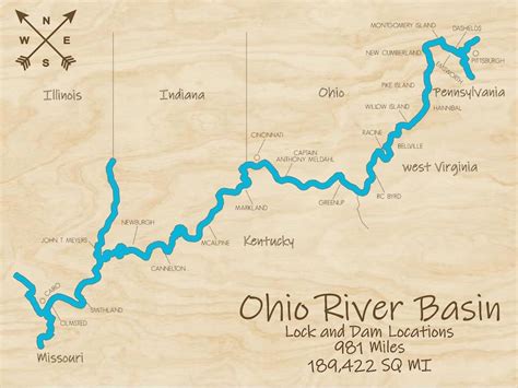 Ohio River Locks and Dams Wood Map Multi-layered and Large | Etsy