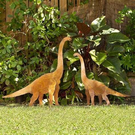 Plant Eating Brontosaurus Metal Lawn Sculptures | The Green Head