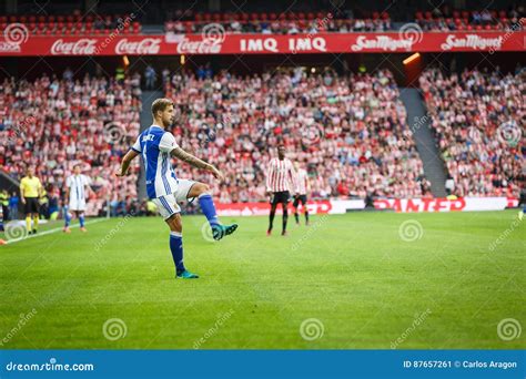 BILBAO, SPAIN - OCTOBER 16: Inigo Martinez, Real Sociedad Player, in Action during a Spanish ...