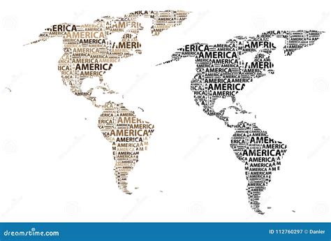 Map of Continent America - Vector Illustration Stock Vector - Illustration of collage, lettering ...