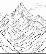 Printable Mountain Landscape Coloring Pages Mountains Colori sketch template