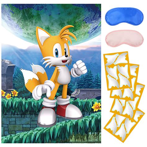 Buy Sonic Birthday Party Supplies, Pin The Tail on Tails, Sonic Party Games, Large with 24PCS ...