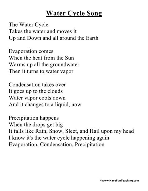 Water cycle-song-lyrics