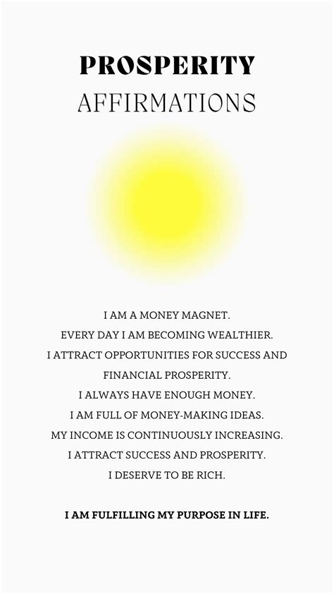 Prosperity affirmations set positive self affirmations poster – Artofit