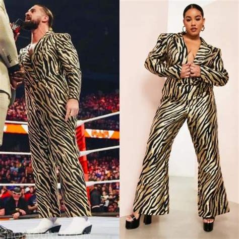 WWE Raw April 2023: Seth's Gold Zebra Printed Jumpsuit | Shop Your TV