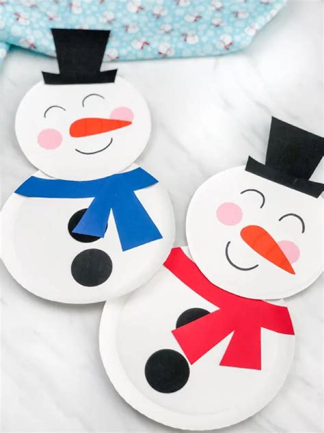 Snowman Paper Plate Craft For Kids [Free Template]