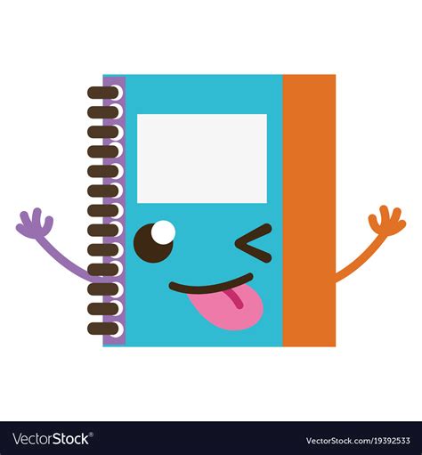 Colorful funny and cute notebook object kawaii Vector Image