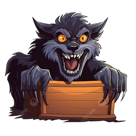 Halloween Werewolf Cartoon With Coffin, Happy Holiday And Scary, Halloween Cartoon, Halloween ...