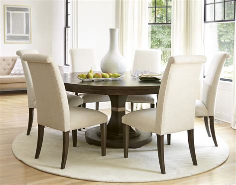 Universal California - Hollywood Hills 7 Piece Dining Set with Round Table and Upholstered ...