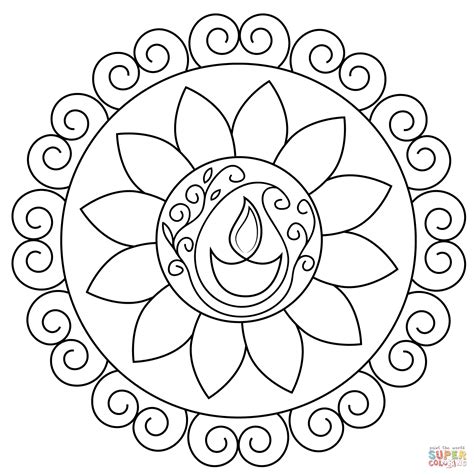 Diwali Rangoli coloring page | Free Printable Coloring Pages