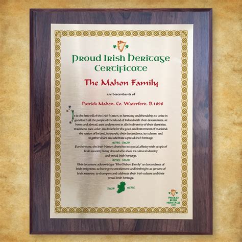 Family Name - Irish Heritage Certificate — Proud Irish Heritage