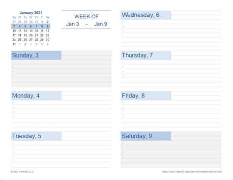 Weekly Planner Template - Free Printable Weekly Planner for Excel