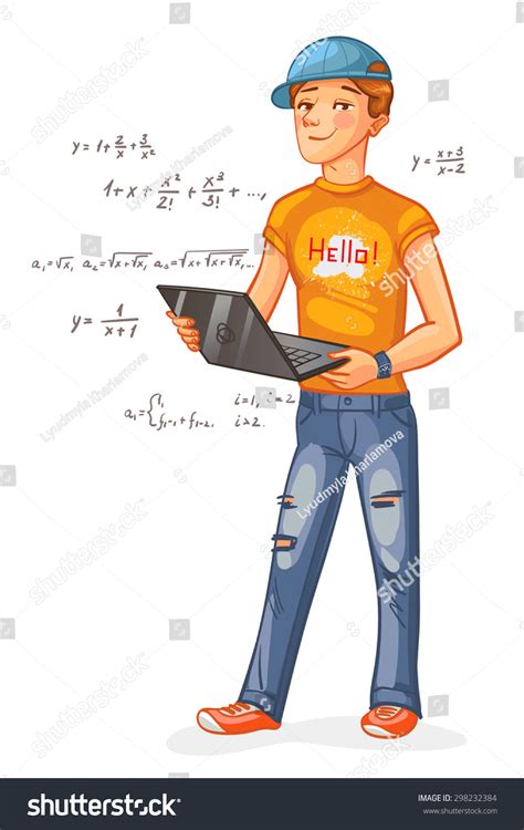 Programmer Laptop Funny Cartoon Character Vector Stock Vector 298232384 - Shutterstock