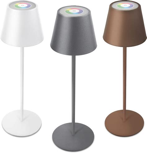 Lampada da Tavolo Senza Fili 8 colori RGB Lampada da tavolo a LED a batteria dimmerabile ...